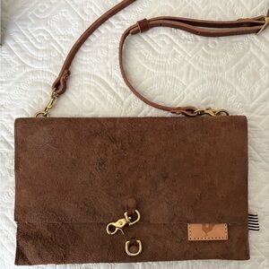 Birch mocha Leather foldover / Crossbody